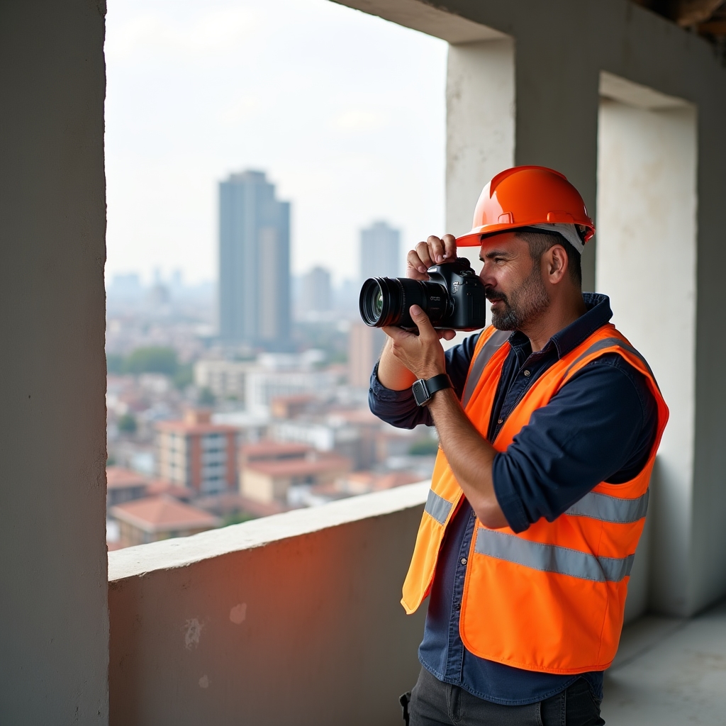 Photographer working on an active construction site in Argentina